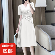 法式時髦收腰優(yōu)雅淑女風(fēng)連衣裙法式綠色收腰連衣裙94751 白色 M 【100-110斤】