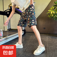 2025新款夏季短褲潮牌休閑沙灘褲字母印花時(shí)尚百搭五分褲透氣寬松 綠色YM09 M 【80-100斤】