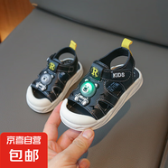 嬰幼兒0-1歲3寶寶軟底防滑學(xué)步鞋男童夏季新款時(shí)尚包頭涼鞋兒童鞋 500黑色 24 內長(cháng)15.5厘米