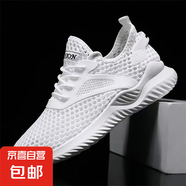 男鞋網(wǎng)面鞋2025春夏季新款潮男士休閑飛織跑步鞋透氣軟底運(yùn)動(dòng)鞋 白色 單層 白色R66 43
