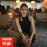 【都市麗人制造商】吊帶背心女內(nèi)搭夏無袖打底衫時(shí)尚設(shè)計(jì)感斜肩 黑色 M  【90-105斤】