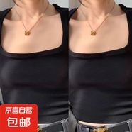 白色辣妹吊帶背心女外穿內(nèi)搭無袖寬肩帶短款方領(lǐng)露臍遮副乳上衣夏 K10-黑色+黑色 L 建議體重95-115斤