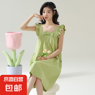 吊帶睡裙純棉女夏韓版睡衣女夏季睡裙短袖女士夏天家居服連衣裙子 CKE-W6042 無胸墊 L