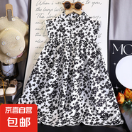 【女童夏季裙子】女童裙子ins風(fēng) H-D4襯衫裙黑色 130