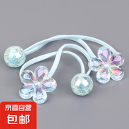 韓版冰裂山茶花發(fā)圈高彈力繞繞橡皮筋發(fā)繩女生發(fā)飾扎辮子頭繩頭飾 【山茶花雙頭皮筋】藍(lán)色2條