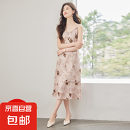 法式輕熟風(fēng)印花吊帶連衣裙女2025夏季高級感氣質(zhì)小個子中長款裙子 粉色 單件連衣裙（Q9915） L