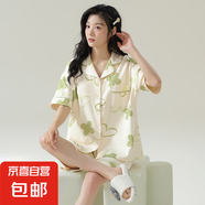 睡衣女夏季純棉薄款短袖短褲家居服夏天夏款開衫超柔軟可外穿套裝 CKE-W6608A 無胸墊 L