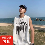 美式復(fù)古坎肩背心男夏季寬松運(yùn)動(dòng)休閑無(wú)袖體恤衫潮流學(xué)生上衣服DM 簡(jiǎn)艾男士圓領(lǐng)背心KJ330白色 2XL
