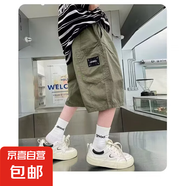 男童短褲夏季2025新款中大童薄款5分褲中褲兒童帥氣男孩短褲夏裝 D26綠色  170