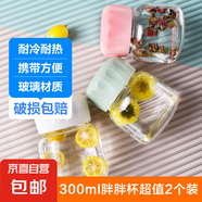 【京東物流】胖胖杯豆漿杯迷你玻璃杯便攜水杯牛奶咖啡杯果汁杯 胖胖杯2個(gè)顏色隨機300ml