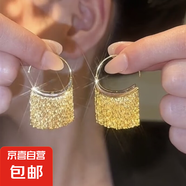 銀針中古圓形花朵流蘇耳環(huán)歐美復(fù)古金屬感耳釘氣質(zhì)輕奢耳飾批發(fā)女 58#耳鉤-金色流蘇