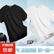 夏季冰絲短袖T恤男透氣速干衣冰感大碼運(yùn)動(dòng)沙灘速干上衣GG網(wǎng)眼T 黑色+白色 2XL