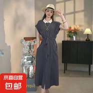 復(fù)古收腰顯瘦連衣裙女2025夏季新款法式襯衫裙子1723 灰紫色 L 【110-120斤】
