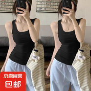 夏季小眾外穿運動工字背心修身百搭美背短款上衣純欲風白色吊帶女 F58-黑色+黑色 XL 建議108-120斤