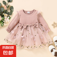 春秋新款歐美童裝網(wǎng)紗寶寶女童2025款長(zhǎng)袖連衣裙兒童外貿(mào)裙子潮 粉紅色長(zhǎng)袖 100 cm