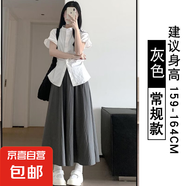 白色奶芙半身長(zhǎng)裙女2025夏季新款高腰a字裙百褶裙顯瘦百搭仙女裙 灰色-常規(guī)款【錦綸面料】 XL 【125-140斤】