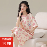 2025新款睡裙女士夏季短袖棉質(zhì)夏天薄款休閑條紋連衣裙睡衣家居服 A11670 M