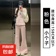 灰色運動喇叭褲女夏季2025新款高腰顯瘦寬松休閑衛(wèi)褲直筒闊腿長褲 粉色-小個子【原版品質(zhì)】 M 【90-105斤】