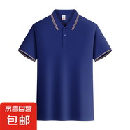 短袖商務(wù)男女百搭休閑薄款棉t恤新款polo衫翻領(lǐng)常規(guī)修身型中青年 寶藍(lán)色 3XL
