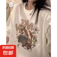 美式印花短袖t恤女2025夏季新款寬松學生百搭上衣韓版潮流體恤衫P TAA大巴五分袖T恤白色 2XL