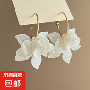 波西米亞水滴羽毛米珠流蘇耳環(huán)小眾情人節(jié)禮物耳墜輕奢民族風耳飾 26#銀針-白色