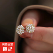 銀針法式花朵愛心珍珠耳釘優(yōu)雅高級感復(fù)古耳環(huán)小眾氣質(zhì)新款耳飾女 28#銀針-金色（真金電鍍）