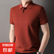 絲光棉短袖上衣男士翻領(lǐng)純色夏季新款百搭時(shí)尚230g純棉t恤男 深紅 2XL 185/100A
