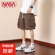 NASA BASE短褲男夏季寬松大碼五分褲美式潮流胖子運(yùn)動(dòng)中褲休閑褲 JYF-K301咖啡 4XL