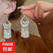 民族風(fēng)鳳凰月牙流蘇耳釘小眾復(fù)古設(shè)計感耳環(huán)夏季女輕奢高級感耳飾 26#耳鉤-銀色