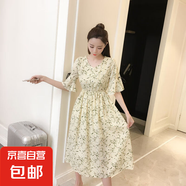 孕婦連衣裙哺乳衣外出夏季薄款雪紡寬松中長款孕婦裙子孕婦裝夏裝 【孕婦版】杏色裙 XL（120-135斤）