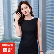 2025夏季辣妹彈力吊帶連衣裙女正裝內搭無(wú)袖露肩收腰顯瘦打底長(cháng)裙 黑色 4XL 碼136-145斤
