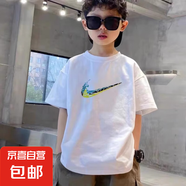男女童t恤短袖夏季純棉2025新款童裝衣服t恤大童男孩兒童衣服夏裝 T999【白色】 170