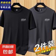花花公子短袖T恤男2025夏季新款男士正肩半袖休閑寬松男生純棉打 2065【100%純棉】黑色+鐵灰 3XL 建議【150-165斤】