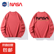 NASALIKE純棉長袖t恤男寬松圓領(lǐng)打底衫2025春季字母印花百搭上衣 酒紅色 -NASA字母印花-C01180長T L