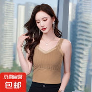 彈V領(lǐng)上衣2025春夏新款吊帶背心女職業(yè)正裝內(nèi)搭氣質(zhì)針織打底衫 杏色 RF0057 2XL 碼118-126斤