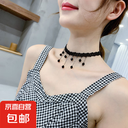 韓版黑色蕾絲項(xiàng)鏈短款頸鏈女士百搭菱形吊墜小香風(fēng)鎖骨鏈配飾 黑色蕾絲項(xiàng)鏈-1條