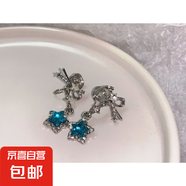 s925銀針蝴蝶結(jié)亮鉆耳釘清新甜美五角星耳環(huán)小眾設(shè)計感耳飾女 無洞蚊香盤滿鉆星星款