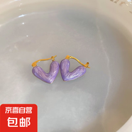 銀針布藝花朵耳環(huán)海邊度假風時尚百搭耳釘個性氣質耳飾送女友禮物 12#耳扣-紫色