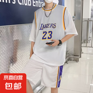 24號籃球服男士短袖套裝夏季冰絲網(wǎng)眼運動五分短褲兩件套學(xué)生班服 23號白色1003 2XL