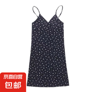 美式辣妹內(nèi)搭印花v領(lǐng)吊帶連衣裙女夏新款碎花吊帶裙女裝 裙8-黑花 XXL