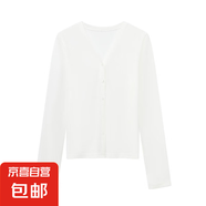 冰絲針織女式風(fēng)琴褶V領(lǐng)開衫女夏季防曬外套 白色 XL