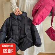 兒童加厚防寒服服韓版洋氣冬裝新款女童面包服保暖外套 子夜黑送手套 100