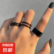 黑色戒指復古港風(fēng)三件套食指關(guān)節戒指女時(shí)尚個(gè)性小眾哥特風(fēng)配飾潮 泳黑復古三件套（戒指）