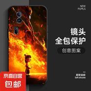 適用opporeno11手機殼魔童哪吒11pro卡通直邊硅膠軟殼10/9/8/7/6/a92s/a95/K10新款保護套 經(jīng)典黑-魔童哪吒03 Reno4