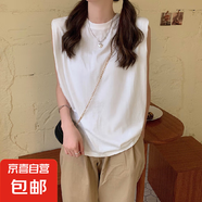 2020新款夏季純色圓領(lǐng)無袖T恤女韓版寬松百搭設(shè)計感上衣背心ins潮 白色 XXL