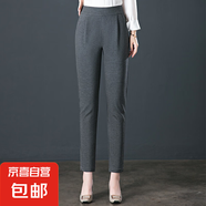 【哥弟制造商】哈倫褲女春夏寬松高腰彈力褲中老年媽媽休閑黑色 深灰色 L