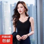 彈V領(lǐng)上衣2025春夏新款吊帶背心女職業(yè)正裝內(nèi)搭氣質(zhì)針織打底衫 黑色 RF0057 L 碼100-108斤