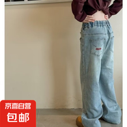 女童牛仔褲夏季2025新款淺色水洗軟寬松直筒牛仔童裝薄款褲子夏裝 LXH-N57【藍(lán)色】春秋款 160