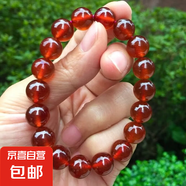 高冰透仿酒紅色石榴石莫桑比克手鏈大顆粒手串水晶女禮物飾品 10mm