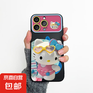 手機殼適用OPPO/VIVO/realme真我保護套hello kitty貓沖浪防摔全包鏡頭個(gè)性創(chuàng  )意男女款潮 磨砂大視窗-黑色-AE151沖浪凱蒂 VIVOY78/y78m/y77t